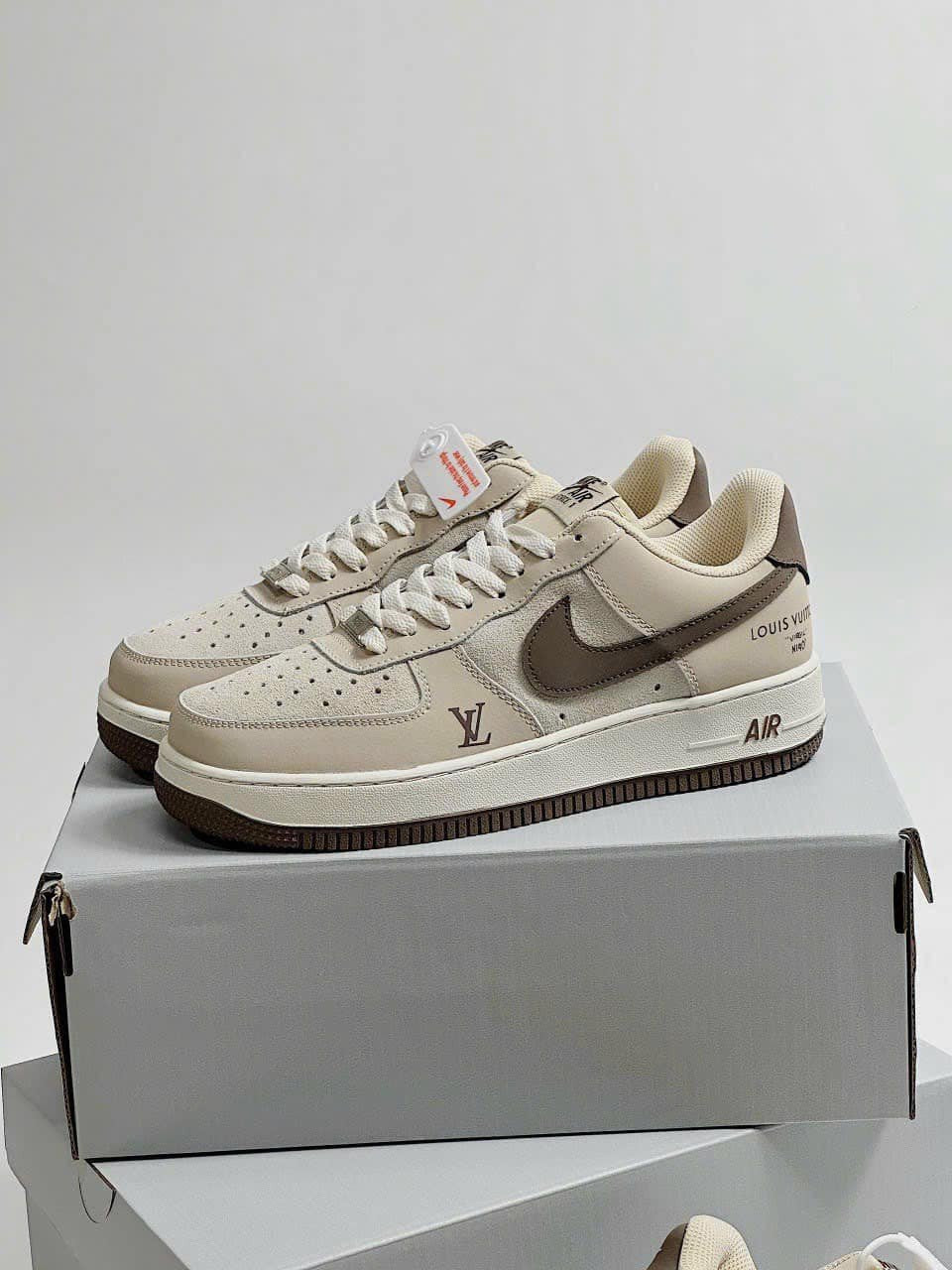 Louis Vuitton x Nike Air Force 1 Cream Mocha Edition