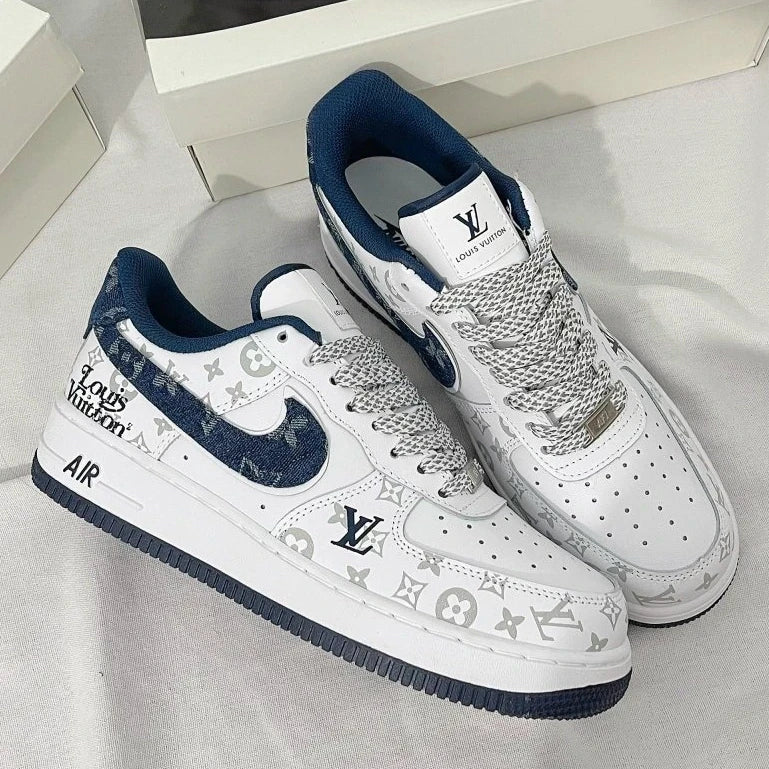 Louis Vuitton x Nike Air Force 1 White Navy Monogram