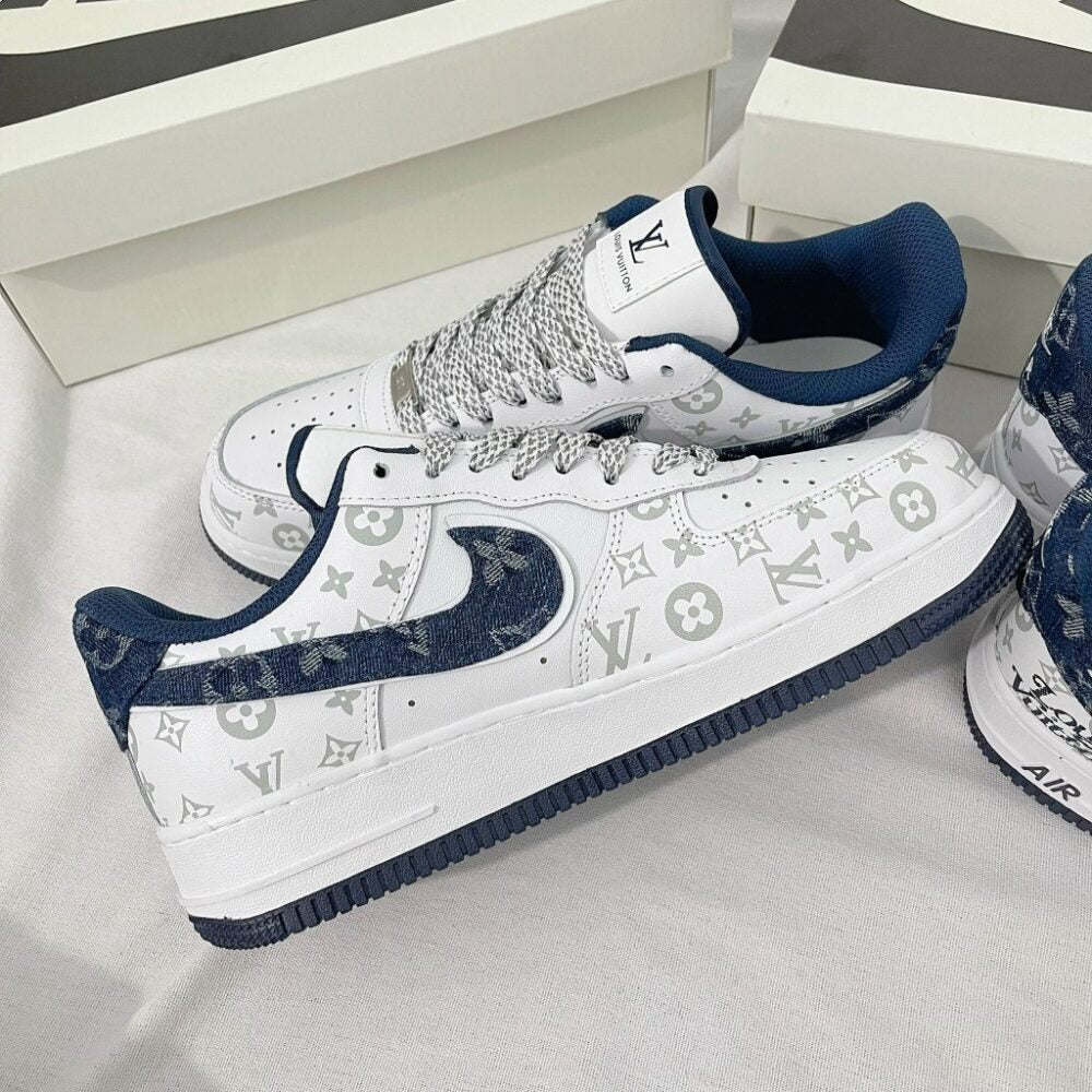 Louis Vuitton x Nike Air Force 1 White Navy Monogram