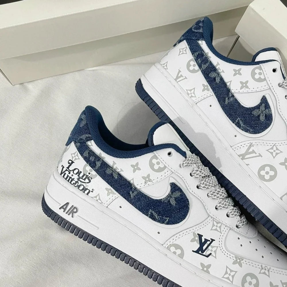 Louis Vuitton x Nike Air Force 1 White Navy Monogram