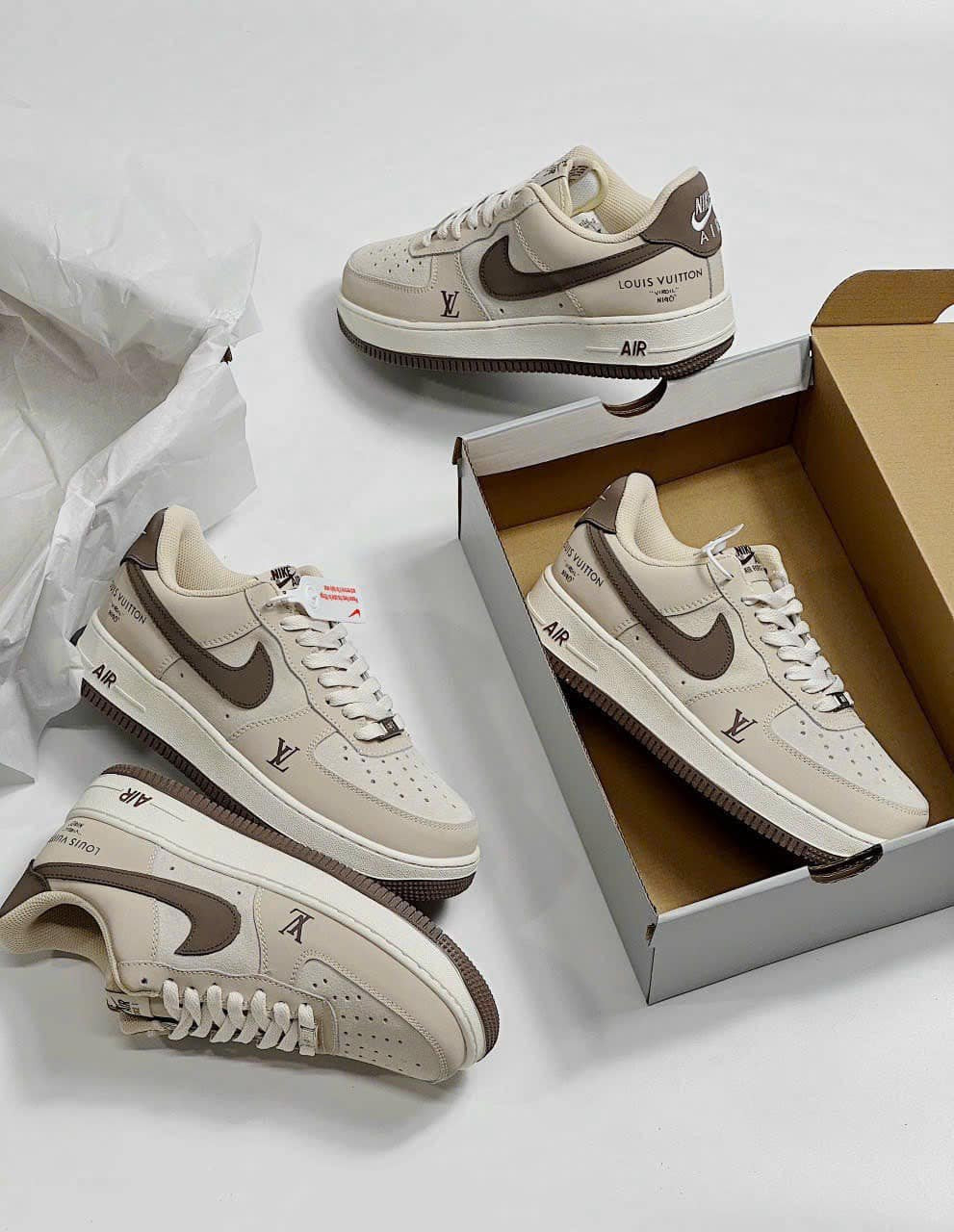 Louis Vuitton x Nike Air Force 1 Cream Mocha Edition
