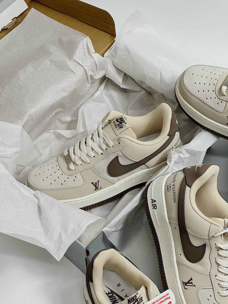 Louis Vuitton x Nike Air Force 1 Cream Mocha Edition