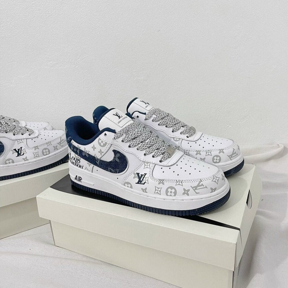 Louis Vuitton x Nike Air Force 1 White Navy Monogram