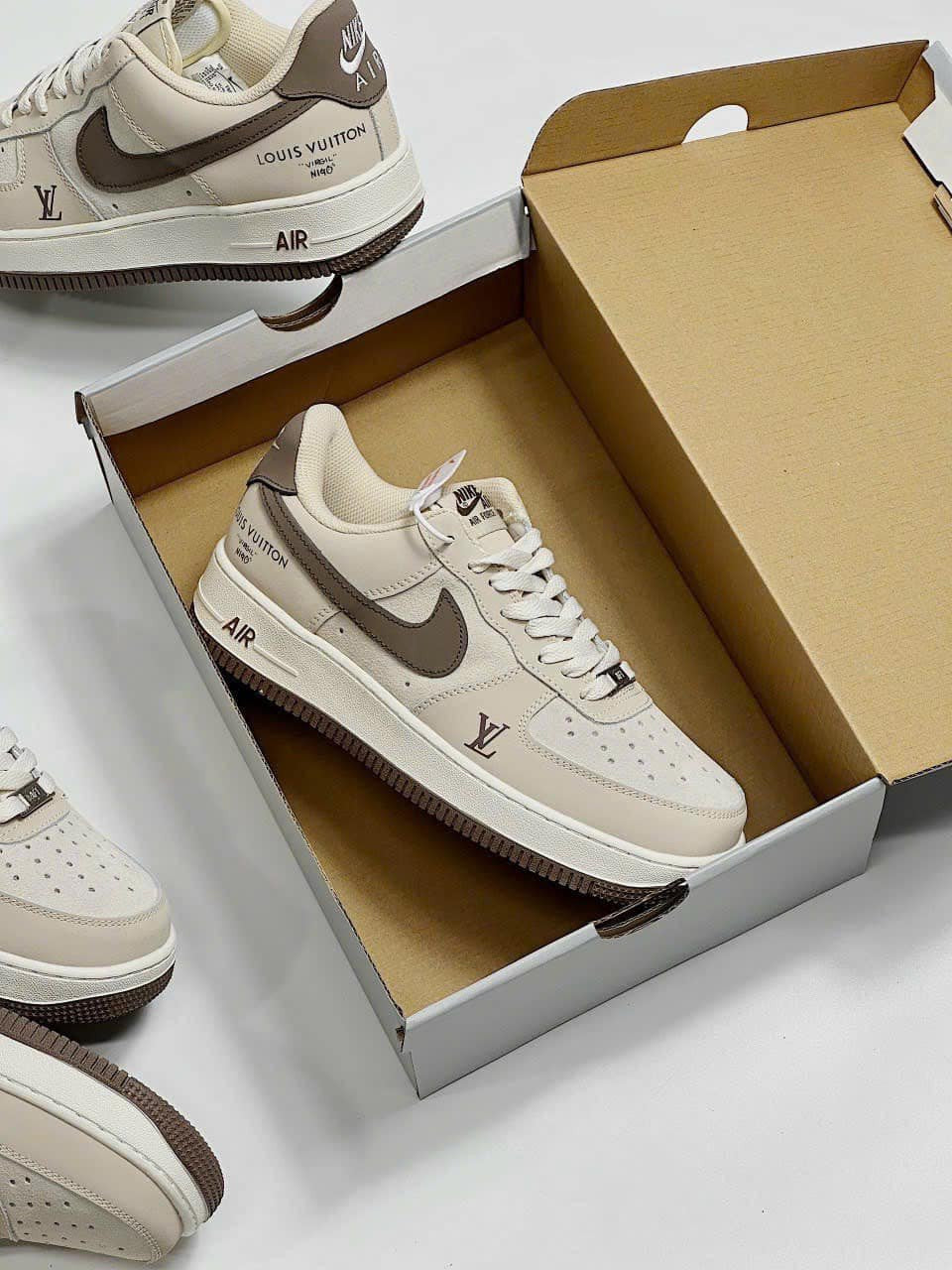 Louis Vuitton x Nike Air Force 1 Cream Mocha Edition