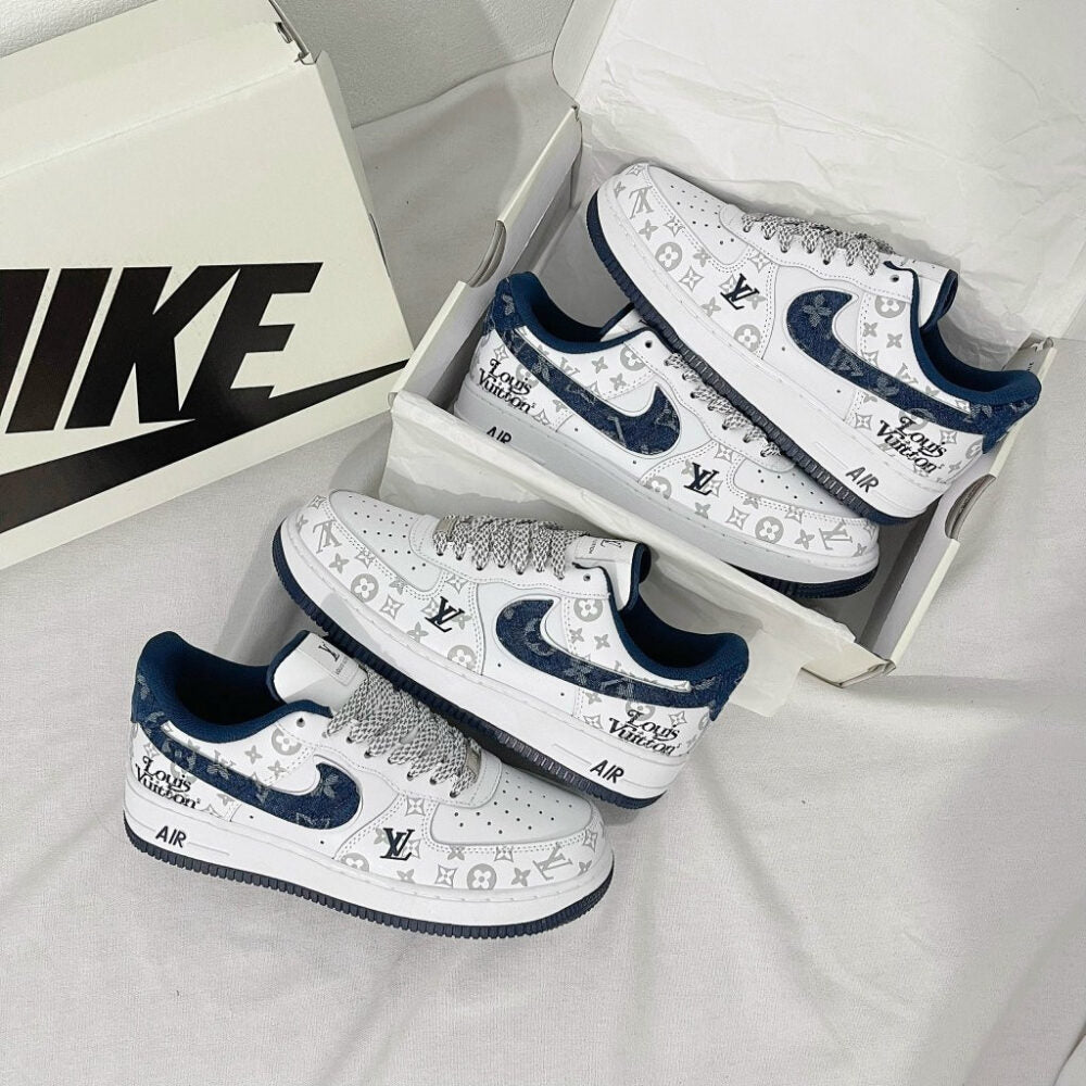 Louis Vuitton x Nike Air Force 1 White Navy Monogram