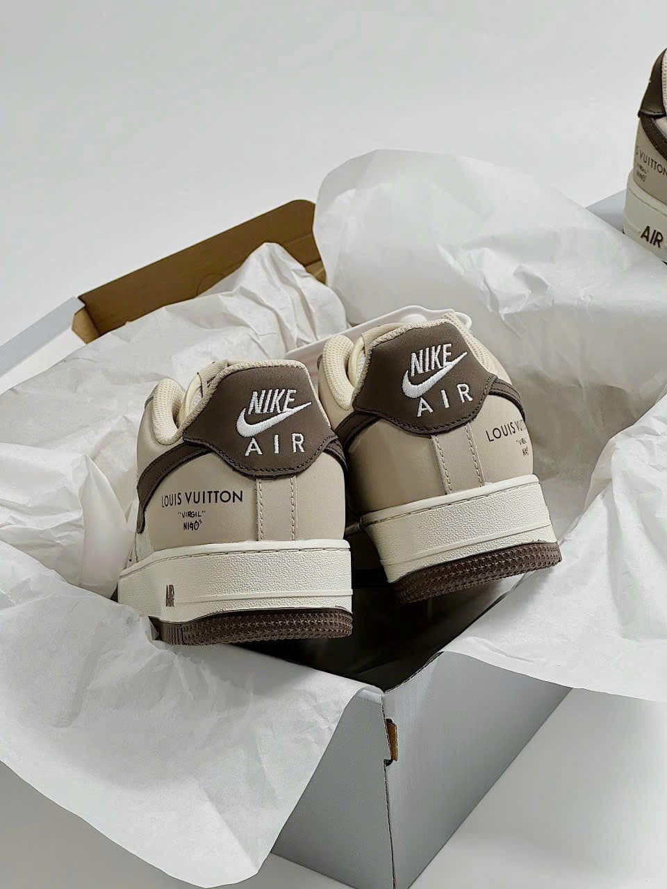 Louis Vuitton x Nike Air Force 1 Cream Mocha Edition