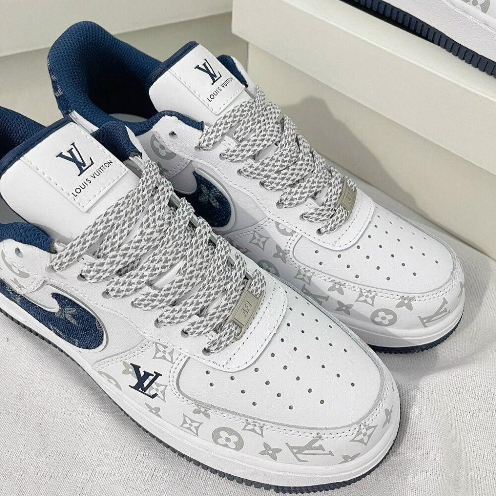 Louis Vuitton x Nike Air Force 1 White Navy Monogram